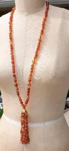 COLLANA PERLINE DI GEMMA CORNIOLA CON NAPPA 22 1/2" L con PREZZO ORIGINALE - Foto 1 di 8