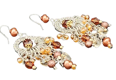 Brincos de lustre de gota pendente perfurados vintage gancho contas de metal  - Imagem 1 de 4