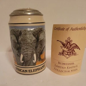 Budweiser National Wildlife Fed. Endangered Species Stein African Elephant 1990 - Picture 1 of 8