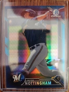 JACOB NOTTINGHAM 2016 Bowman Chrome BLUE REFRACTOR BCP244 006/150 Card PWE - Picture 1 of 1