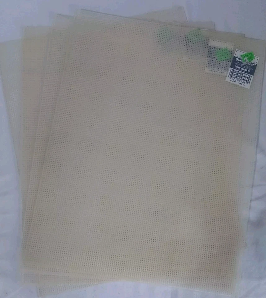 10 Mesh Plastic Canvas Lot Of 4 Quick Count Off White 13.5" x 10.5" Yarn Crafts - Image 1 of 1