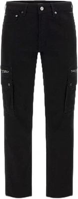 Pantalones de mezclilla cargo Guess Eco Mateo con cremallera para hombre, negros, talla: W36 x L32 Foto 1 de 4