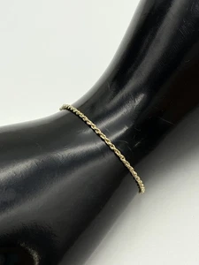 GOLD 10KT YELLOW GOLD 7.75" ROPE CHAIN BRACELET 1.6 mm WIDE 2.2g - Picture 1 of 10