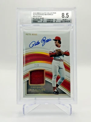 Pete Rose 2022 Colección Inmaculada Oro Holo Parche Automático 2/2 BGS 8.5 Rojos Raro Foto 1 de 4