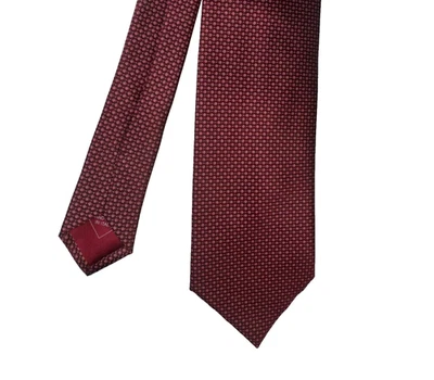 Brioni Mens Silk Tie Diamond Pattern Burgundy Hand Made In Italy LONG - image 1 of 4