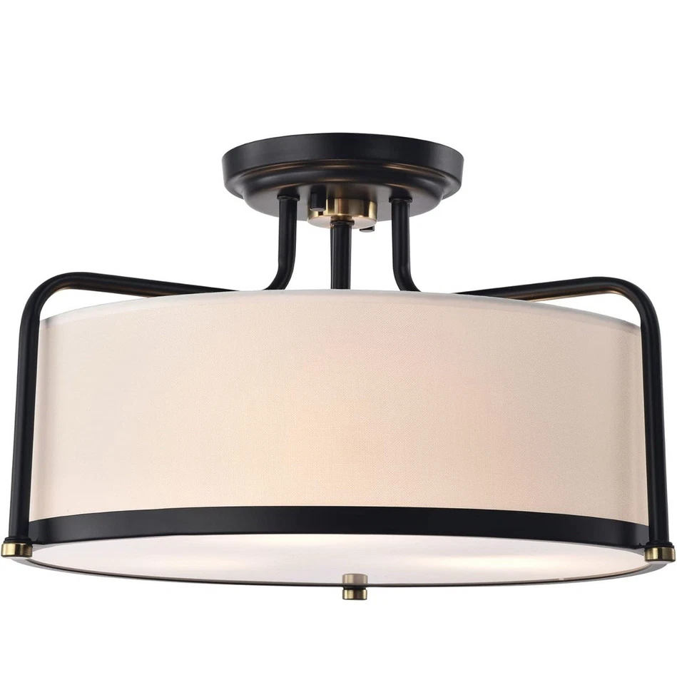 Iluminación de techo tradicional de montaje semi-al ras Warehouse of Tiffany Jaci 18 Foto 1 de 4