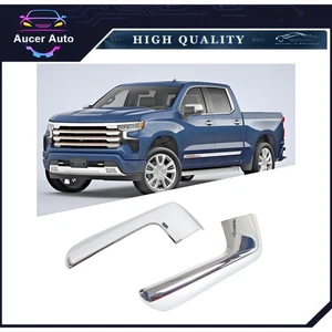 2pcs Chrome Top Half Mirror Cap Cover Trim Fits 19-24 GMC Sierra Chevy Silverado - Picture 1 of 9