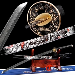 Espada Katana Samurai Japonesa Dragón Negro Unokubitsukuri Full Tang Doblada Acero - Imagen 1 de 15