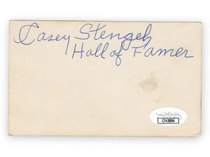 Casey Stengel Signed Autographed 3X5 Index Card Yankees Mets HOFer JSA CF45896 - Picture 1 of 2