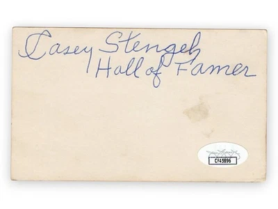 Casey Stengel Signed Autographed 3X5 Index Card Yankees Mets HOFer JSA CF45896 - Image 1 of 2