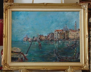 LG FRAMED ORIGINAL VIEW OF VENICE BAY SEASCAPE VENICE, ITALY ARTIST: HECTO VIDAL - Picture 1 of 24