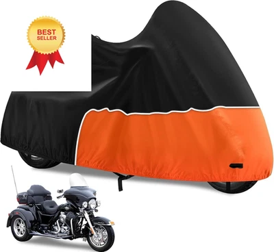 Capa Trike, impermeável 3 rodas motocicleta para Harley preta e laranja  - Imagem 1 de 4