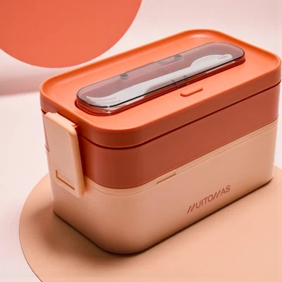 Muitomas Lunch Box 1700ml - Peach - Rectangular Airtight Clip-On - New - Image 1 of 4