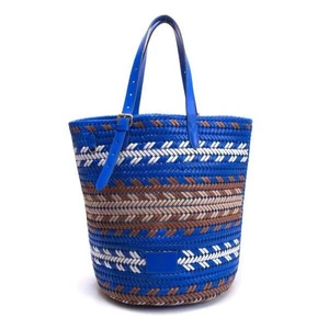 Bolso de Mano Anya Hindmarch Azul Marrón Cuero Tejido - Diseño Trenzado, Talla Grande - Imagen 1 de 10