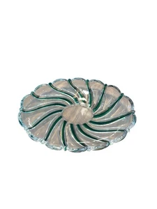 Green Peppermint swirl Mikasa candy dish plate oval scalloped Vintage Christmas - Picture 1 of 11