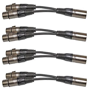 4 XLR 3 pines 1 MACHO enchufe a 2 HEMBRA doble conector Y DIVISOR micrófono cable adaptador 6 pulgadas - Imagen 1 de 2
