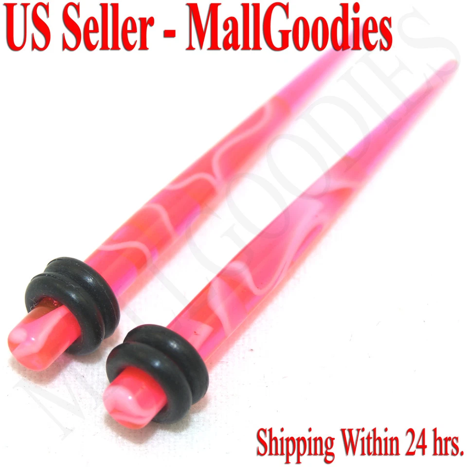 V055 Pink Marble Stretchers Tapers Expanders 14 12 10 8 6 4 2 0 00G Gauge n Kit - Image 1 of 1