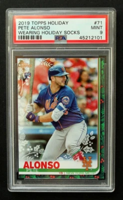 2019 Topps Holiday Pete Alonso RC Super Rare Holiday Socks SSSP PSA 9 Rookie - Image 1 of 2