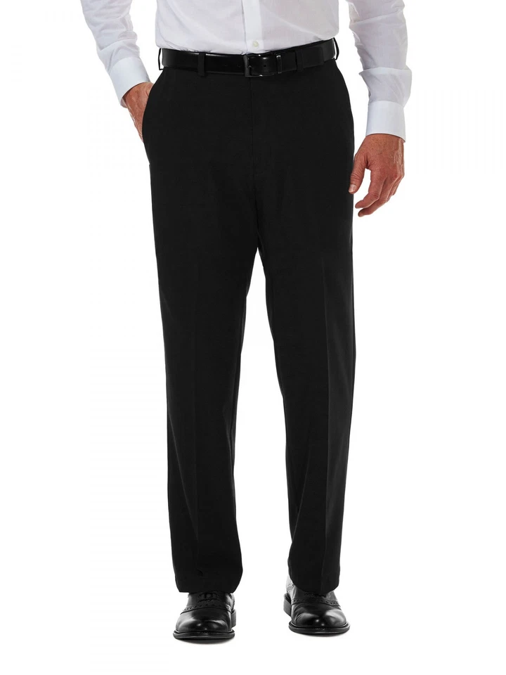 Pantalones Haggar Cool 18 Pro elásticos cintura expandible frente plano hc00235 Foto 1 de 1