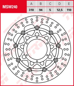 Disco freno TRW MSW240 Flotante Honda CBR600RR Delantero - Imagen 1 de 1