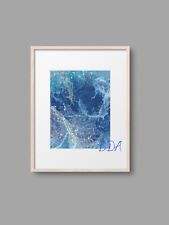Deep Blue Ocean Coastal Art Print, Series Of Works, Abstract 8.5x11in. Ship Free