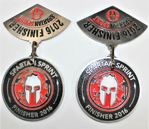 2Pcs Spartan Sprint Finisher 2016 Finisher medals with wedges  #728  - Picture 1 of 6