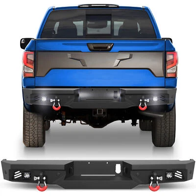 Rear Bumper For Nissan Titan&XD 2016-2024 w/ Sensor Holes & LED lights & D-Rings - Image 1 of 4