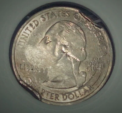 Mint Error Coin 2002 MISSISSIPPI State Quarter Broadstrike Clipped Planchet   - Image 1 of 3