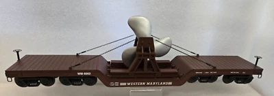 Coche plano deprimido fundido a presión escala O K-Line Western Maryland con hélice de barco Foto 1 de 4