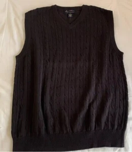 Byron Nelson Eleven Pullover Weste Zopfmuster Gr. L/G Golf Baumwolle schwarz V-Ausschnitt - Bild 1 von 5