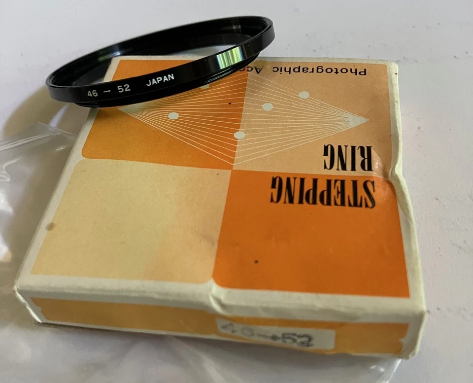 Vintage Ø 46mm to 52mm Step-Up Camera Lens Filter Adapter Ring, Made in Japan - Image 1 of 1