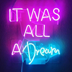 It Was All A Dream Acrylic 14" Neon Sign Light Lamp Wall Decor Display Club Open - Picture 1 of 10