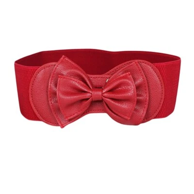 Corsé cinturón elástico con lazo de cuero sintético de doble capa para mujer XP24165 Foto 1 de 4