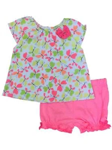 Infant Girls Baby Outfit Butterfly Shirt & Pink Bloomers Shorts Set - Picture 1 of 3