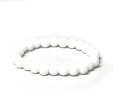 WHITE AGATE/WHITE KING Reiki Chakra8mm Gemstone Round Beads Stretchable Brecelet