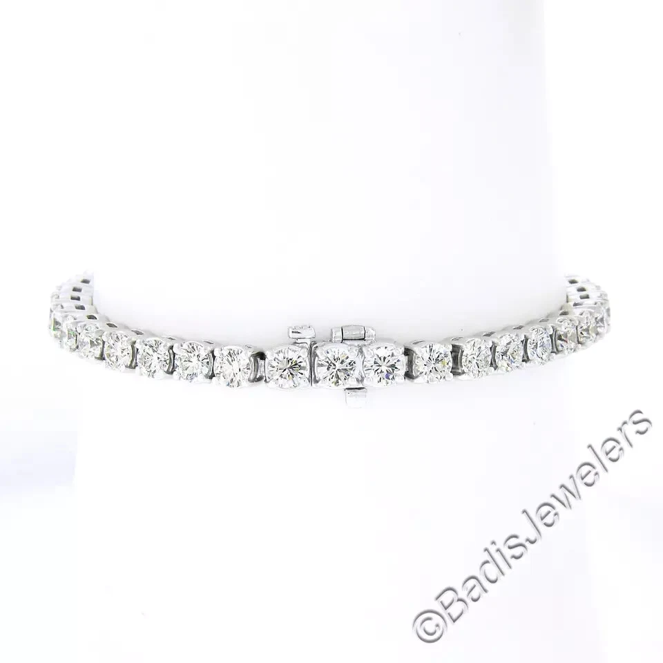 Brazalete de platino 10,71 ctw 39 redondo grande línea de diamantes VVS E tenis llamativo Foto 1 de 4