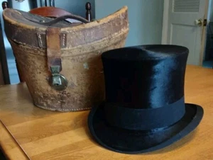 Dunlap & Co. Top BEAVER Hat With Leather Case 22 5/8" INSIDE BRIM - Picture 1 of 20