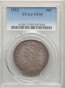 1812 CAPPED BUST SILBER HALF DOLLAR 50C PCGS SS 35 - Bild 1 von 6