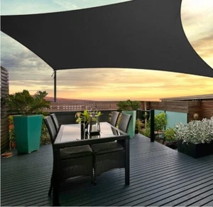 Commercial Shade Sail Canopy Awning 6x8m Waterproof 280GSM 98% UV Blockage Black - Picture 1 of 7