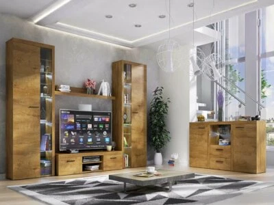 Living Room furniture set Sideboard Entertainment Unit OAK White Tv stand Media