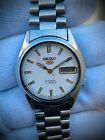 Vintage Seiko 5 Automatic White Dial 21 Jewels 7009-6001 Japan 34mm