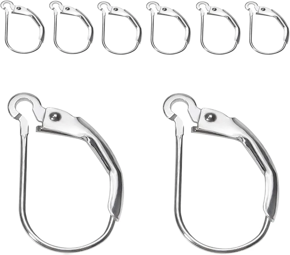 BEADNOVA 925 Sterling Silver Leverback Earring Hooks 8Pcs Interchangeable French