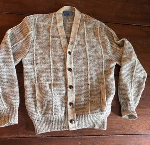 Maglione cardigan vintage Pendleton 100% lana uomo taglia M USA pelle bottoni grunge - Foto 1 di 9