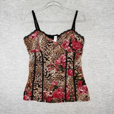 Leopard Floral Print Lace Cami Size XL Rockabilly Bratz Y2K Inspired Corset - Image 1 of 4