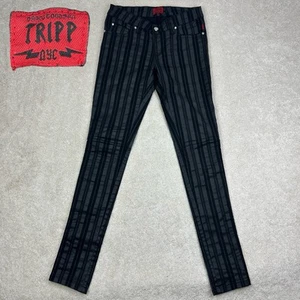 TRIPP NYC Womens Black Stripe Skinny Stretch Punk Emo Goth Rock Metal Pants Sz 3 - Picture 1 of 19