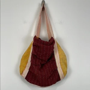 Multicolor Hobo Women's Bag Sashiko Stitching Warm Shoulder Purse Snap Side - Picture 1 of 9