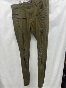 Makobi Jeans Moto Biker Camel/Brown Denim Distressed Men's Size 38 x 34 Cotton. - Picture 1 of 11