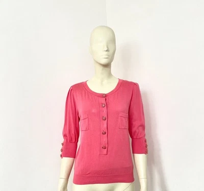 Cárdigan Blusa Chanel Vintage Algodón con Bolsillos Frontales y Botones CC Talla 38 Rosa Foto 1 de 4