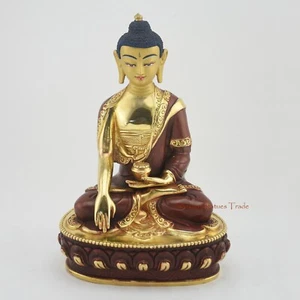 Estatua ritual de Buda Shakyamuni tallada a mano dorada de 24 quilates de Patan Nepal - Imagen 1 de 4