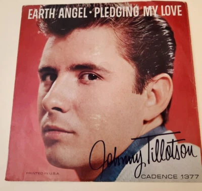 Johnny Tillotson EARTH ANGEL / PLEDGING MY LOVE (ROCK45/PS) #1377 PLAYS VG+ TO++ - Image 1 of 4